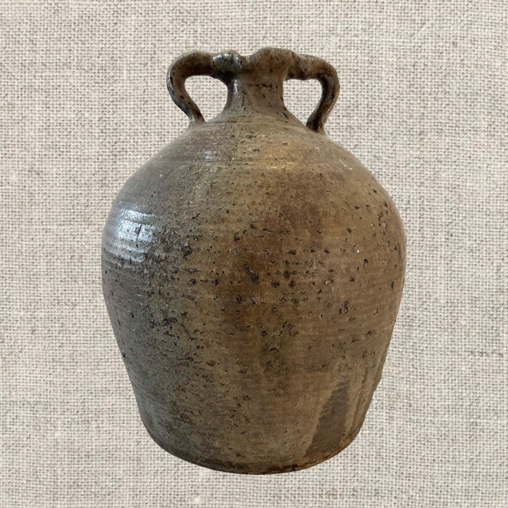 19c French Provincial Stoneware Double Handle Water Jug